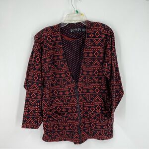 Chaus Sport Women’s V Neck Zipper Closing Bibbed Cotton Cardigan size S